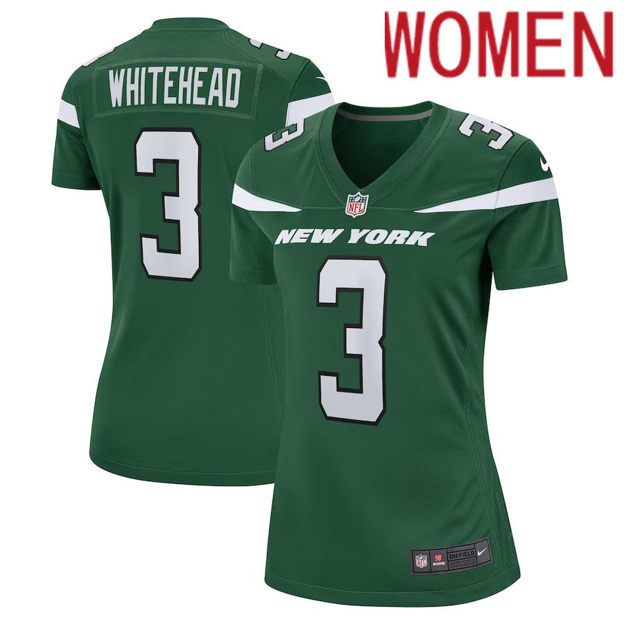 Women New York Jets #3 Jordan Whitehead Nike Gotham Green Game Player NFL Jersey->women nfl jersey->Women Jersey